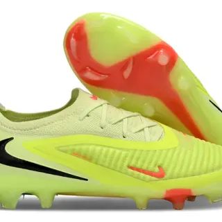 Nike Phantom GT Yellow Red Knit Upper Asymmetrical Lacing Firm-Ground Soccer Shoes