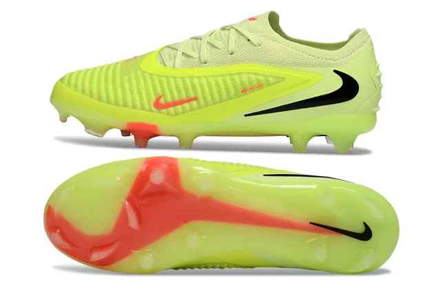 Nike Phantom GT হলুদ লাল বোনা উপরের অংশ অসমমিত লেসিং ফার্ম-গ্রাউন্ড সকারের জুতা 5