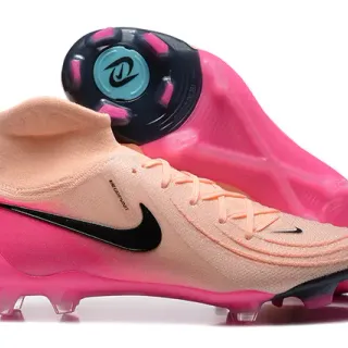 Nike Pink Beige High-Cut Bootie Upper Translucent Sole Firm-Ground Soccer Shoes