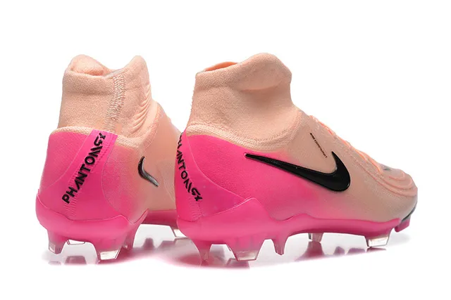 Nike Pink Beige High-Cut Bootie Upper Translucent Sole Firm-Ground Soccer Shoes 2