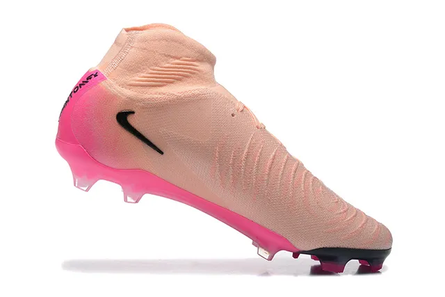 Nike Pink Beige High-Cut Bootie Upper Translucent Sole Firm-Ground Soccer Shoes 4