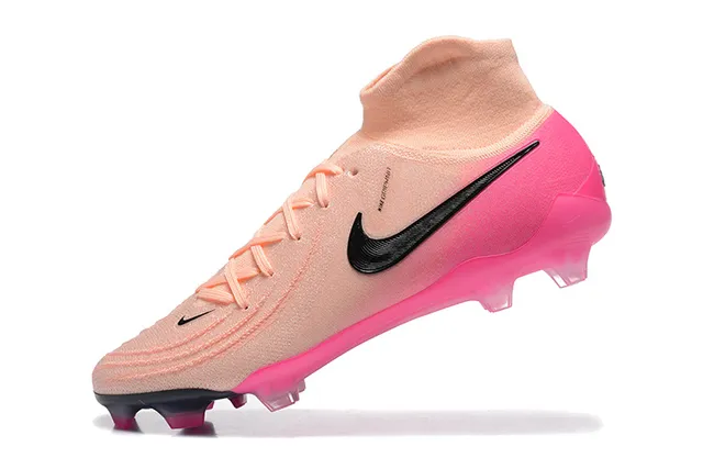 Nike Pink Beige High-Cut Bootie Upper Translucent Sole Firm-Ground Soccer Shoes 5