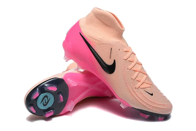 Nike Pink Beige High-Cut Bootie Upper Translucent Sole Firm-Ground Soccer Shoes 6