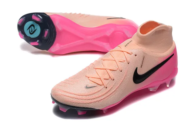 Nike Pink Beige High-Cut Bootie Upper Translucent Sole Firm-Ground Soccer Shoes 7