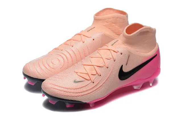 Nike Pink Beige High-Cut Bootie Upper Translucent Sole Firm-Ground Soccer Shoes 8