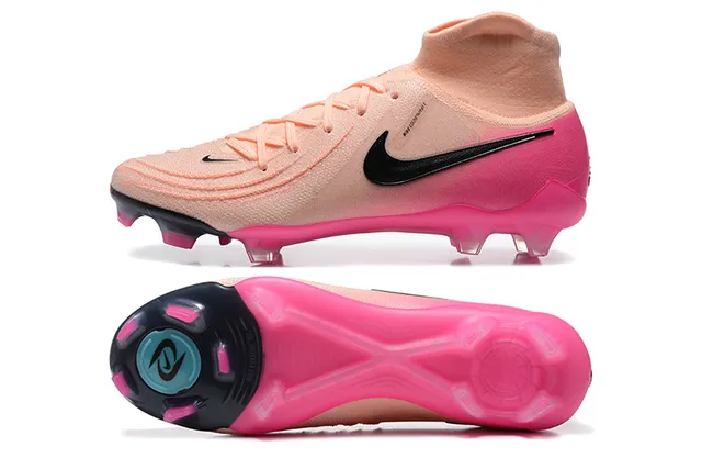 Nike Pink Beige High-Cut Bootie Upper Translucent Sole Firm-Ground Soccer Shoes 9