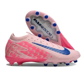 Nike Pink Blue Low-Cut Knit Upper Dynamic Cage Overlay Firm-Ground Soccer Shoes
