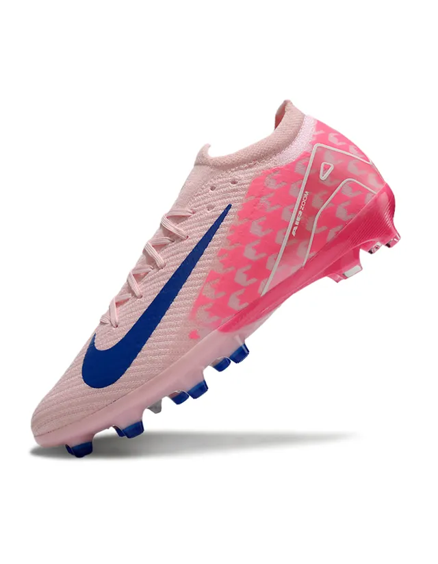 Nike Pink Blue Low-Cut Knit Upper Dynamic Cage Overlay Firm-Ground Soccer Shoes 3