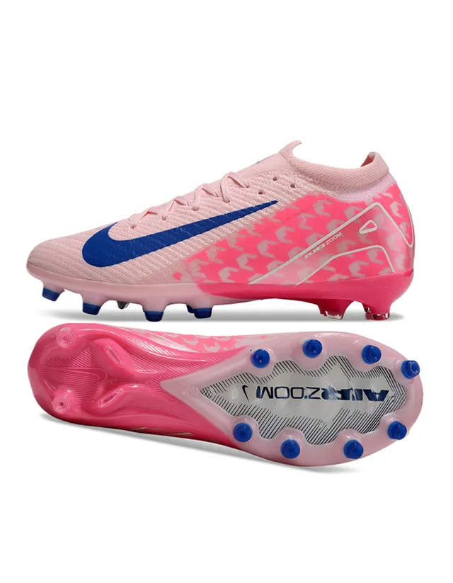 Nike Pink Blue Low-Cut Knit Upper Dynamic Cage Overlay Firm-Ground Soccer Shoes 4