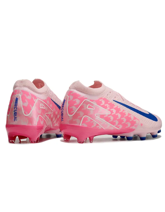 Nike Pink Blue Low-Cut Knit Upper Dynamic Cage Overlay Firm-Ground Soccer Shoes 5