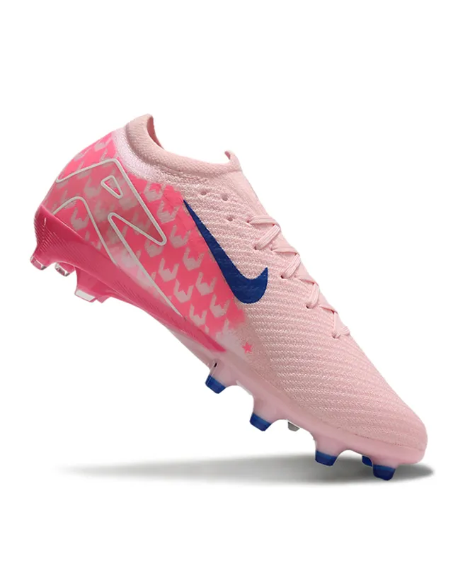 Nike Pink Blue Low-Cut Knit Upper Dynamic Cage Overlay Firm-Ground Soccer Shoes 6