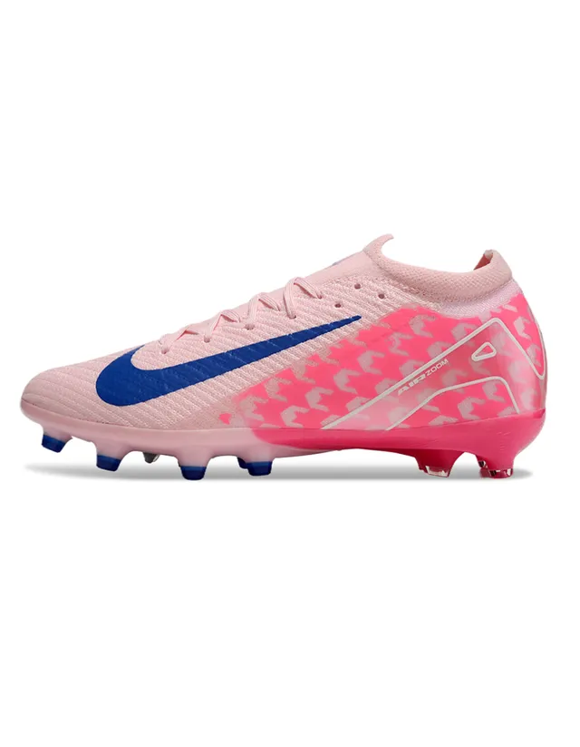 Nike Pink Blue Low-Cut Knit Upper Dynamic Cage Overlay Firm-Ground Soccer Shoes 7