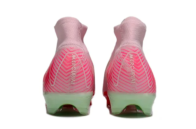 Nike Pink Gold High-Cut Flyknit Upper Asymmetrical Lacing Firm-Ground Soccer Shoes 4