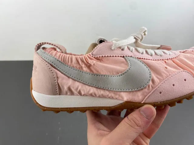 Nike Pink Gray Gathered Nylon Upper Perforated Toe Lifestyle Sneakers 3