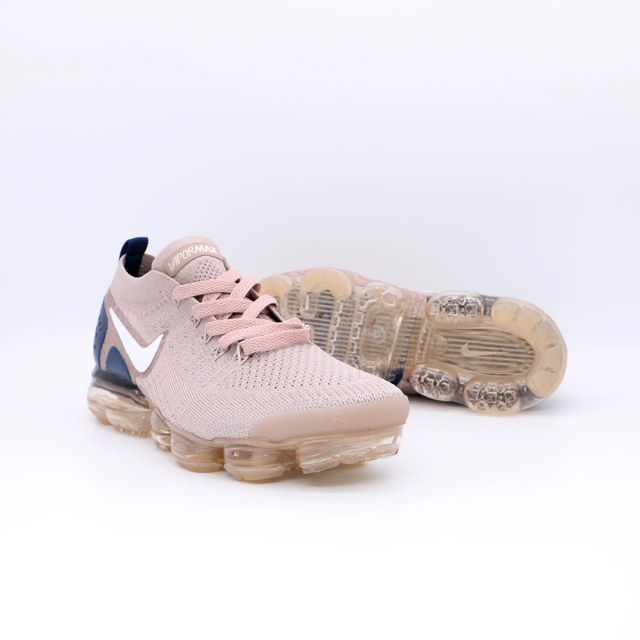 Nike Pink Navy Flyknit Upper Full-Length Visible Air Sole Lifestyle Sneakers 2