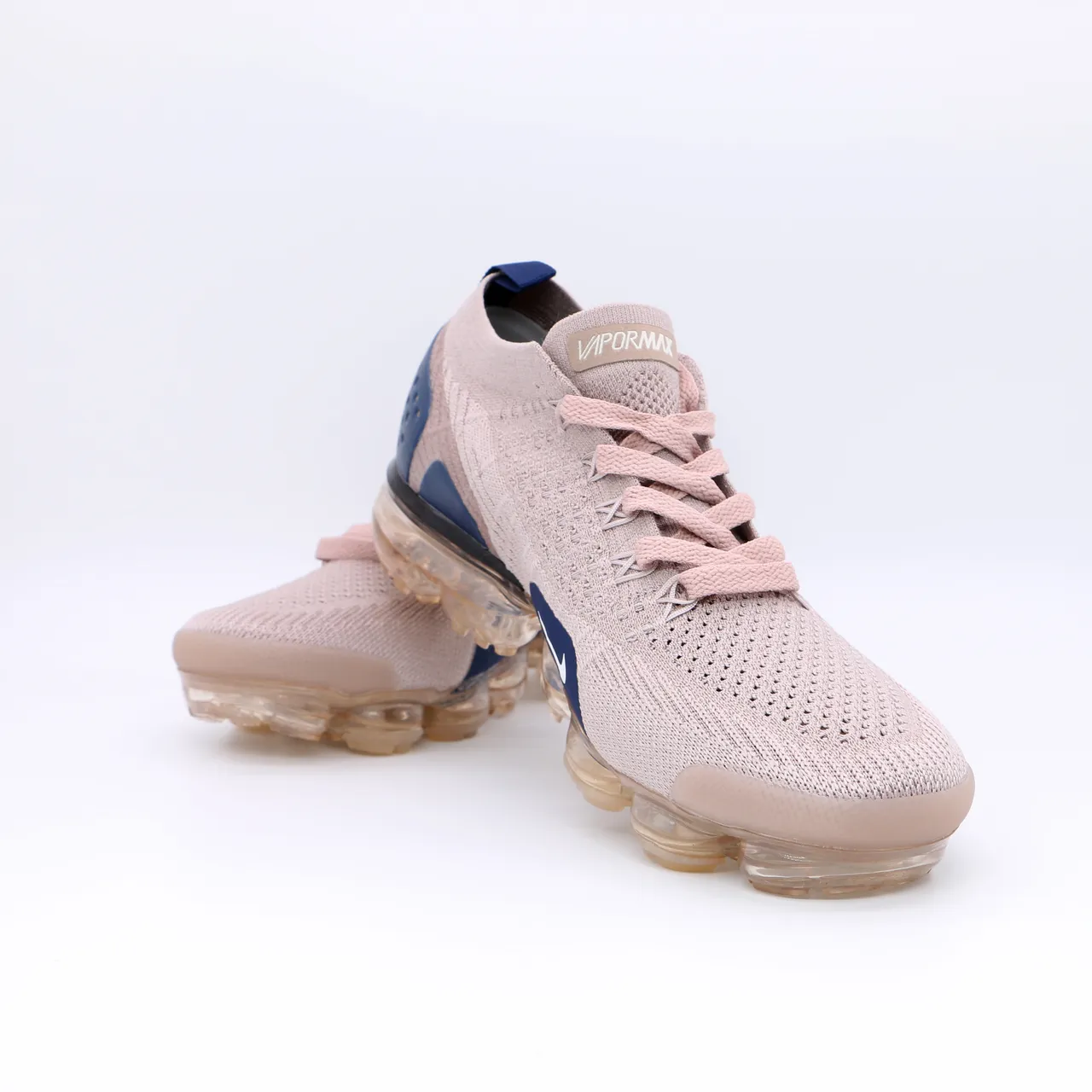 Nike Pink Navy Flyknit Upper Full-Length Visible Air Sole Lifestyle Sneakers 4