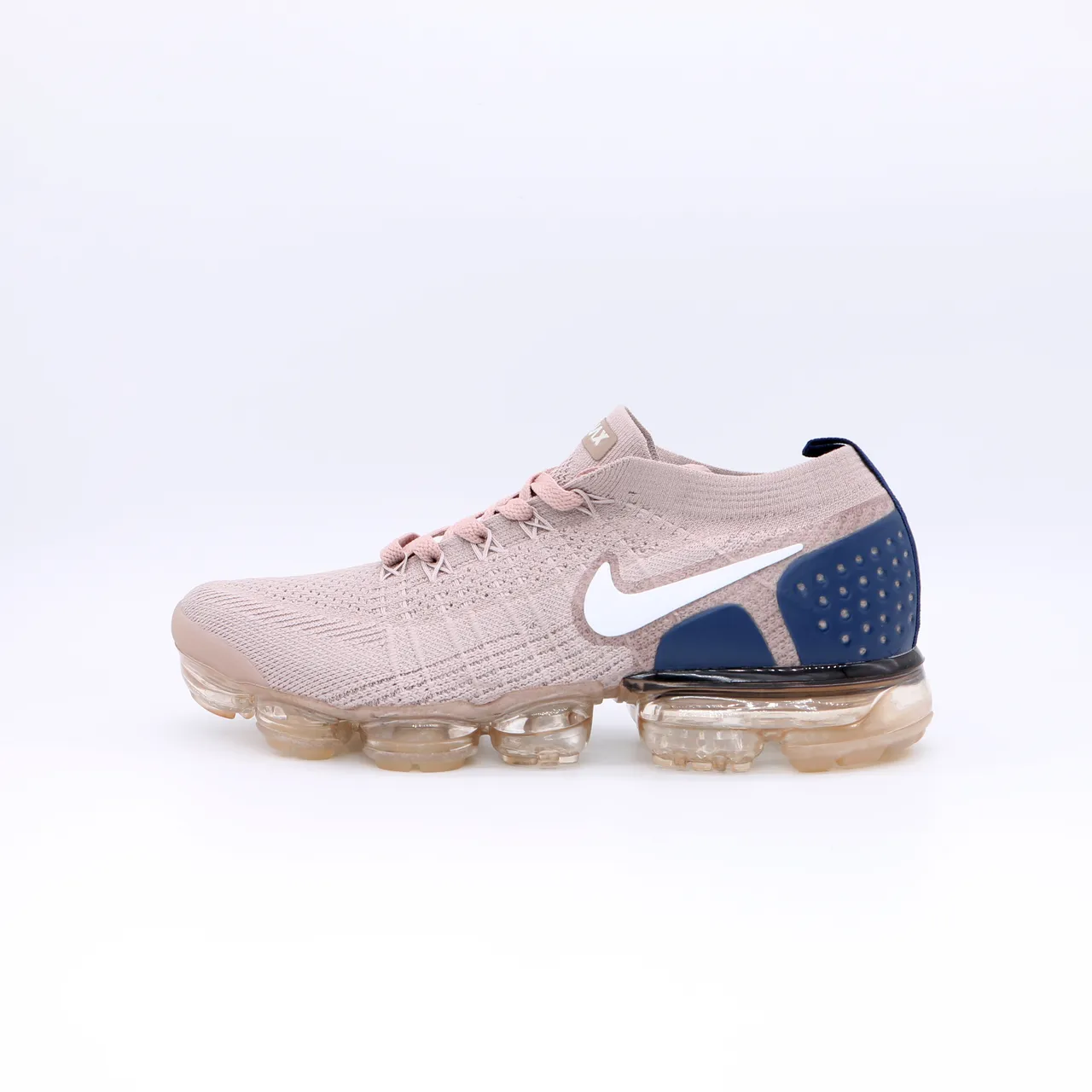 Nike Pink Navy Flyknit Upper Full-Length Visible Air Sole Lifestyle Sneakers 7