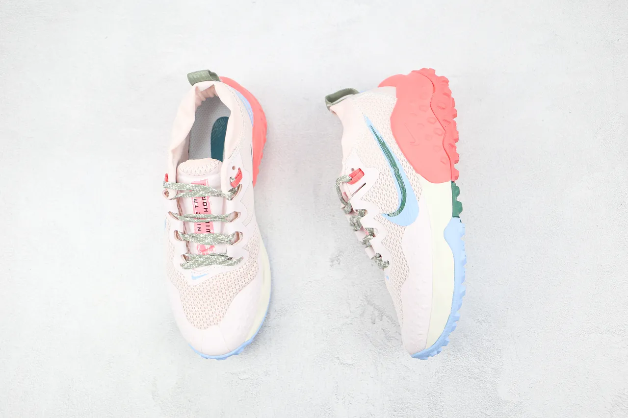 Nike Pink Red Mesh Upper Multi-Color Segmented Sole Running Shoes 3