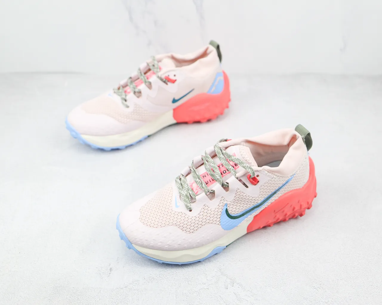 Nike Pink Red Mesh Upper Multi-Color Segmented Sole Running Shoes 4
