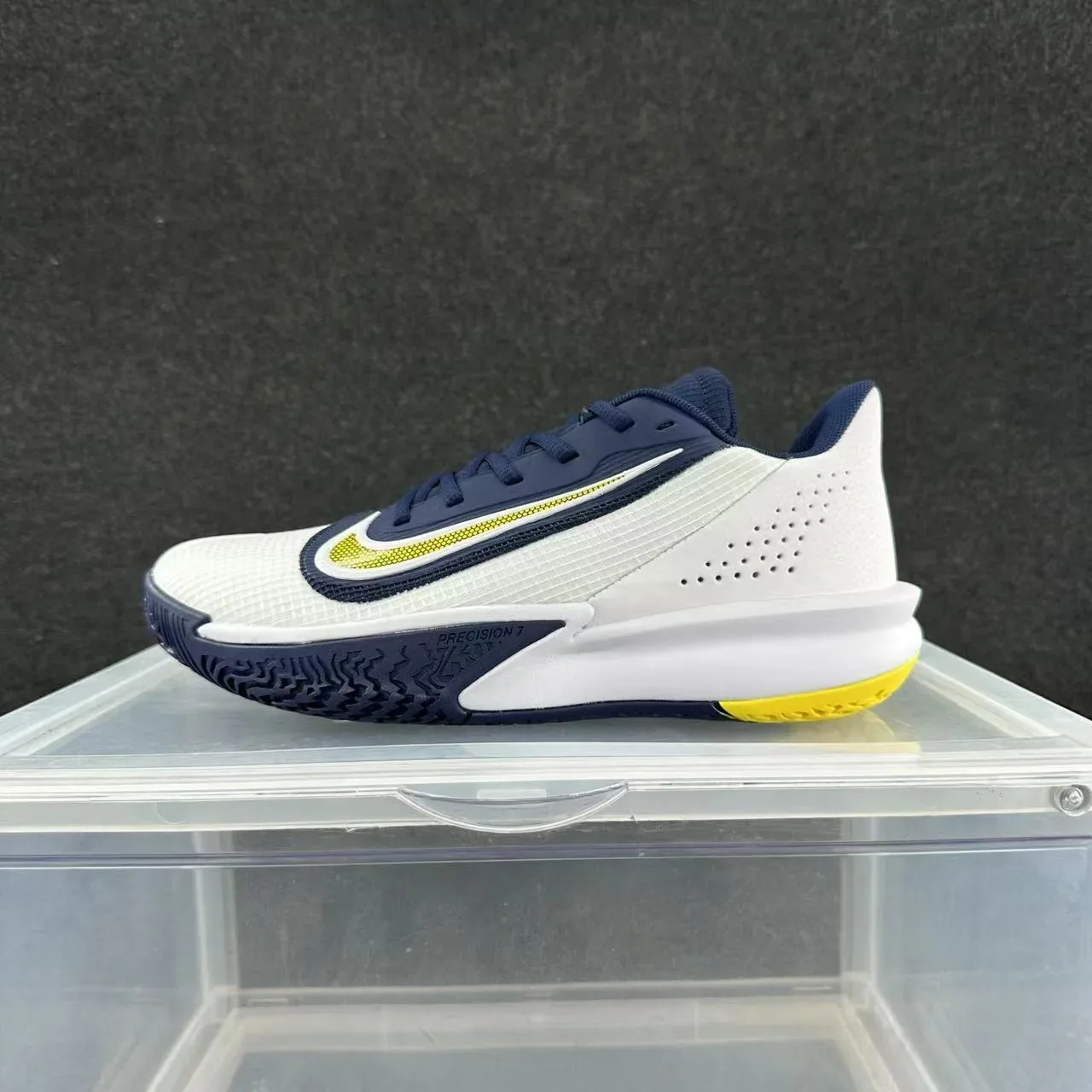 Nike Precision 7 White Navy Yellow Low-Top Lifestyle Sneakers 2
