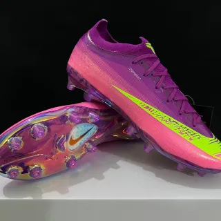 Nike Purple Pink Low-Cut Sock-Fit Upper Atomknit Construction Firm-Ground Soccer Shoes