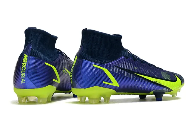 Nike Purple Yellow High-Cut Sock-Fit Collar Textured Synthetic Upper Firm-Ground Soccer Shoes 7