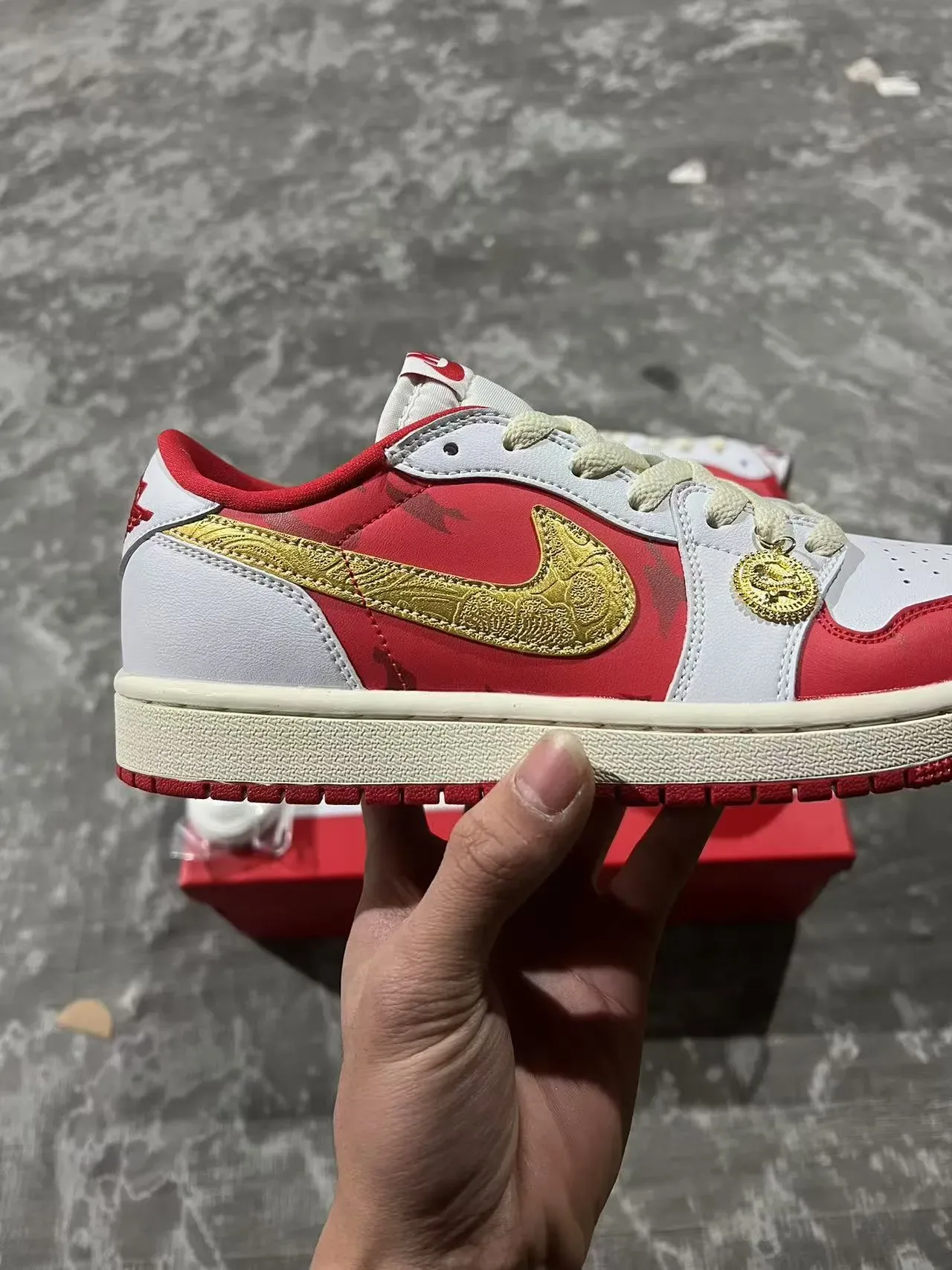Nike Red Gold Low-Top Swoosh Lifestyle Sneakers 7