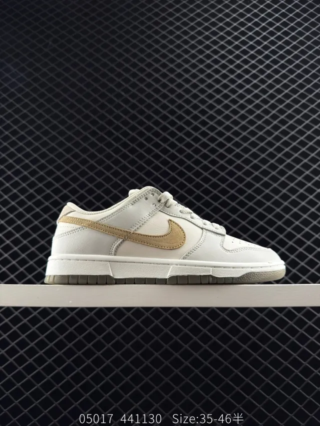 Nike SB Dunk Low أحذية تزلج بيج براون جلدية 4