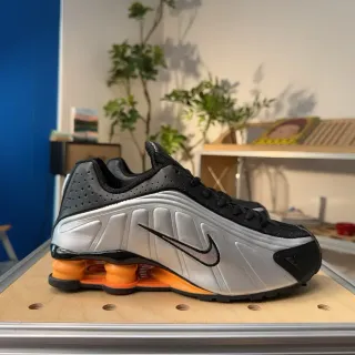Nike Silver Orange Molded Side Panels Perforated Black Overlays Lifestyle Sneakers