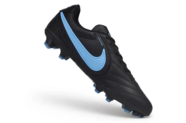 Nike Tiempo Legacy Black and Light Blue Firm-Ground Soccer Shoes 6