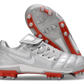 Nike Total 90 Silver and Red Firm-Ground Soccer Shoes