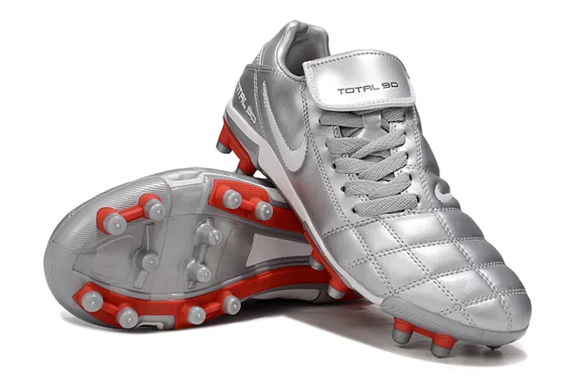 Nike Total 90 Silver and Red Firm-Ground Soccer Shoes 4