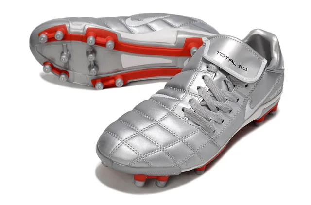 Nike Total 90 Silver and Red Firm-Ground Soccer Shoes 5