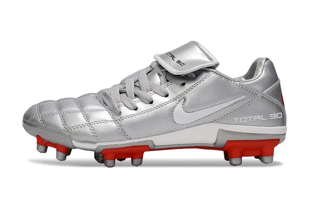 Nike Total 90 Silver and Red Firm-Ground Soccer Shoes 8