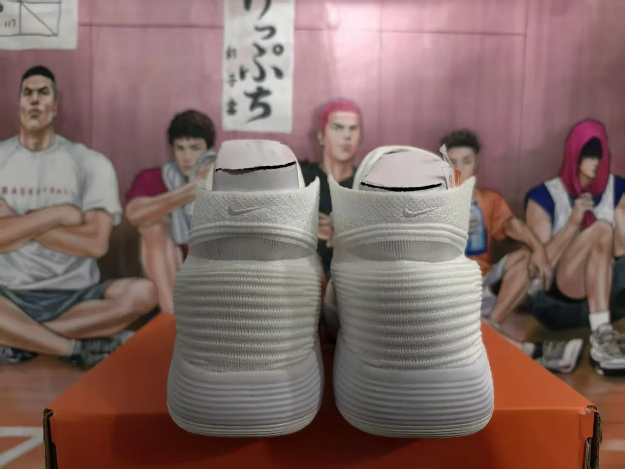 Nike White and Silver Knit High-Top Basketball Shoes 2