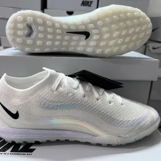 Nike White Black Knit Upper Iridescent Overlay Turf Soccer Shoes