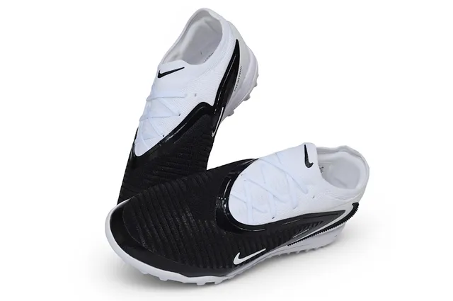 Nike Blanco Negro Bajo-Corte Cuello de Punto Césped Zapatos de Fútbol 2