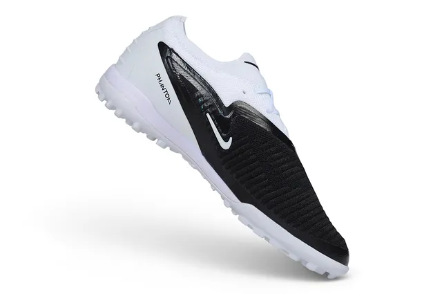 Nike Blanco Negro Bajo-Corte Cuello de Punto Césped Zapatos de Fútbol 3
