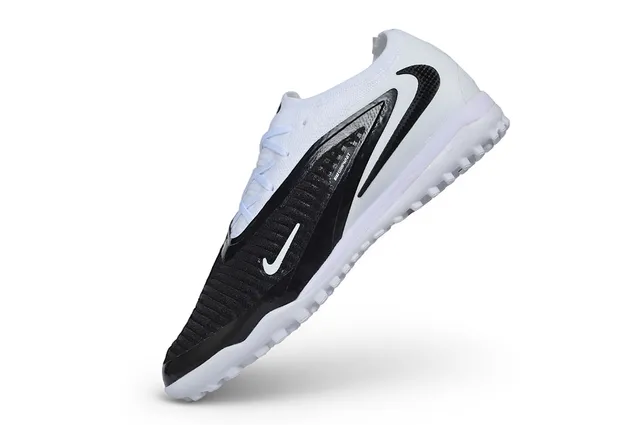 Nike Blanco Negro Bajo-Corte Cuello de Punto Césped Zapatos de Fútbol 4