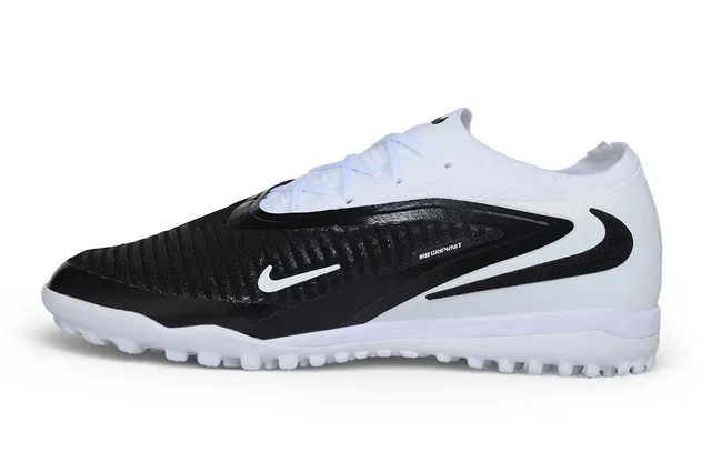 Nike Blanco Negro Bajo-Corte Cuello de Punto Césped Zapatos de Fútbol 7
