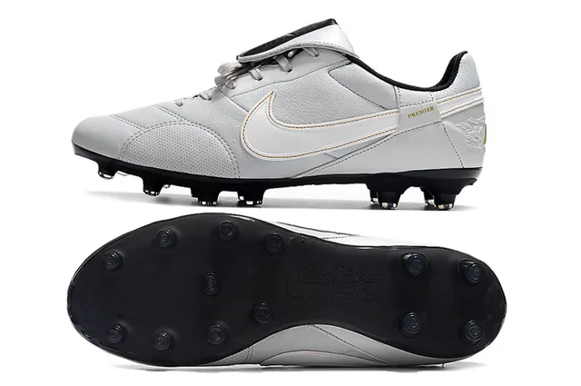 Nike Blanc Noir Bas-Coupé Cuir-Synthétique Hybride Supérieur Terrain Ferme Chaussures de Football 6