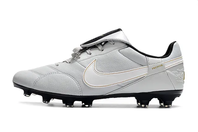 Nike Blanc Noir Bas-Coupé Cuir-Synthétique Hybride Supérieur Terrain Ferme Chaussures de Football 9