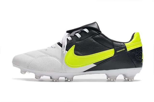 Nike Blanc Noir Bas-Coupé Cuir-Synthétique Hybride Supérieur Terrain Ferme Chaussures de Football 15
