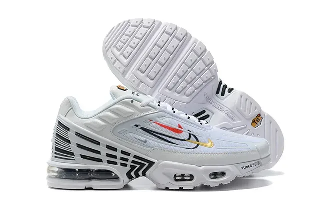 Nike White Black Tuned Air Cushioning Layered Synthetic Cage Lifestyle Sneakers 2