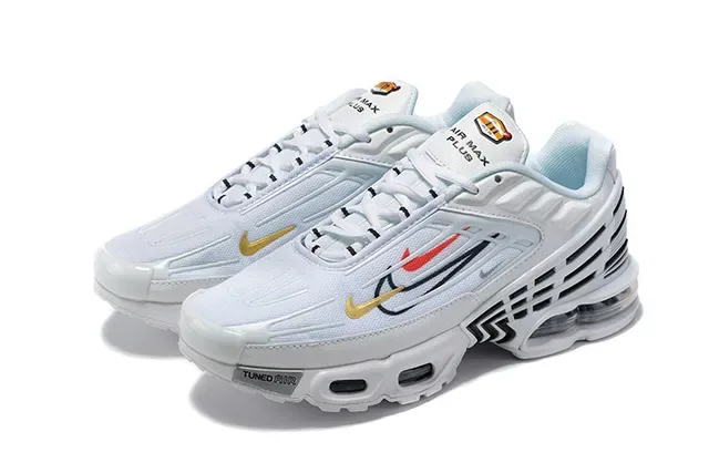 Nike White Black Tuned Air Cushioning Layered Synthetic Cage Lifestyle Sneakers 3