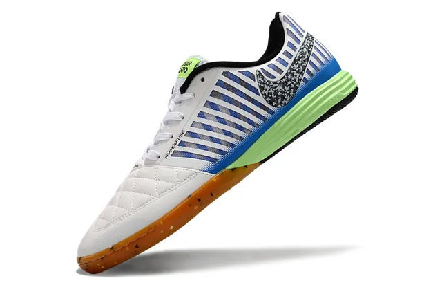 Nike blanc bleu boîte à orteils matelassée rayée verticale synthétique jaula chaussures de soccer intérieur 2