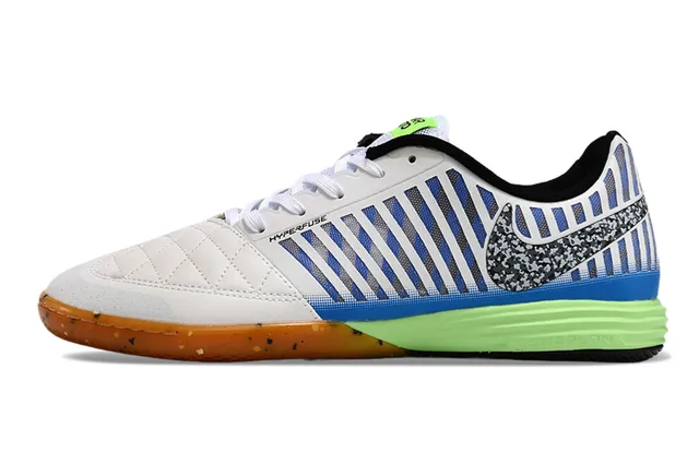 Nike blanc bleu boîte à orteils matelassée rayée verticale synthétique jaula chaussures de soccer intérieur 6