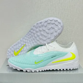 Nike White Green Low-Cut Knit Upper Synthetic Aqua Overlay Turf Soccer Shoes