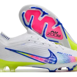 Nike White Multicolor Low-Cut Sock-Fit Upper Dynamic Gradient Cage Firm-Ground Soccer Shoes