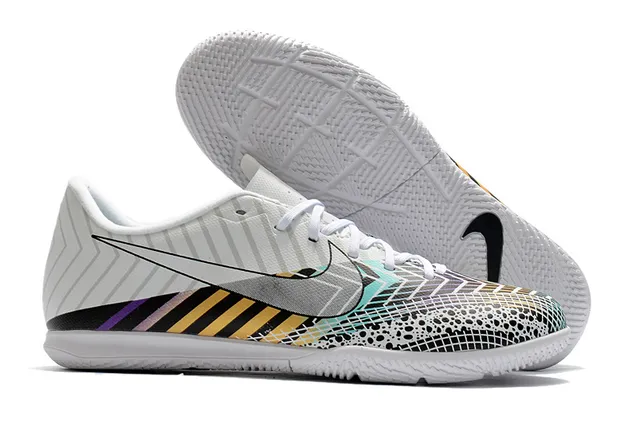 Nike White Multicolor Low-Cut Synthetic-Mesh Upper Indoor Soccer Shoes 1